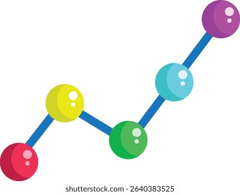 Made in UK Colorful Line Graph with Star Shine vector icon flat style