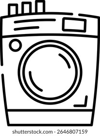 Made in UK Description Laundry day just got more cartoon washing machine vector icon outline style.