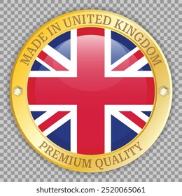 Made in the UK gold badge. Premium quality badge with shadow underneath