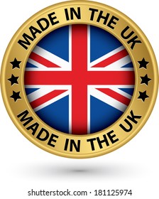 Made in the UK gold label, vector illustration