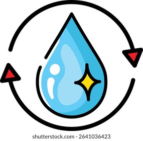 Made in UK Hygiene concept illustrated by a water droplet in a circular motion vector icon. Suitable for healthcare, cleanliness