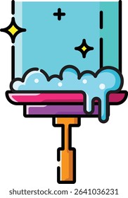 Made in UK Hygiene essential a gleaming squeegee vector icon. Ideal for cleaning service advertisements, hygiene product promotions, or household cleaning visuals.