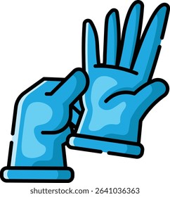 Made in UK Hygiene is paramount hand putting on a blue glove vector icon, ideal for medical, healthcare, hygiene, safety, protective gear, pandemic concept.