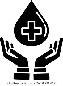 Made in UK Hygiene symbol illustrated with a water drop and plus sign vector icon solid style. Perfect for promoting hand washing
