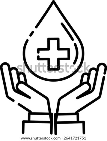 Made in UK Hygiene symbol illustrated with a water drop and plus sign vector icon outline style. Perfect for promoting hand washing