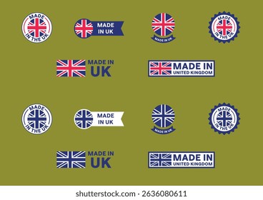 Feito no Reino Unido Icons Set - Full Color e Single Color Variations
