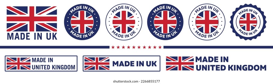 made in UK icon set. UK made product icon suitable for commerce business. badge, seal, sticker, logo, and symbol Variants. Isolated vector illustration
