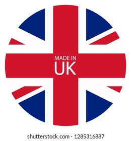 Made in Uk icon. United States of Great Britain flag made in sign, symbol