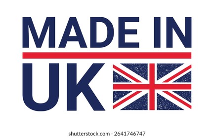 Made in UK. label with grunge flag of United Kingdom and Northern Ireland vector template