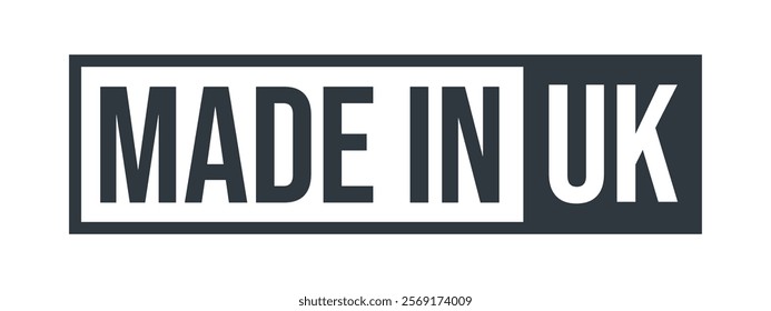 Made in UK label. United Kingdom product emblem. Vector illustration.