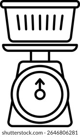 Made in UK Laundry basket on scale. Suitable for household management, chore scheduling, weight measurement, and housekeeping concept vector icon.