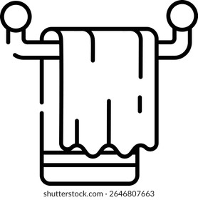 Made in UK Laundry day bliss pink towel on rack. Suitable for household products, cleaning supplies, laundry services, home decor, spa advertisements vector icon.