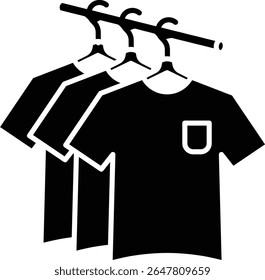 Made in UK Laundry day bliss with three tshirts hang on a drying rack, ideal for household, cleaning, organization, clothing, and laundry concepts vector icon solid style.