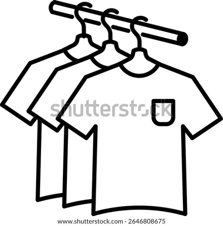 Made in UK Laundry day bliss with three tshirts hang on a drying rack, ideal for household, cleaning, organization, clothing, and laundry concepts vector icon outline style.
