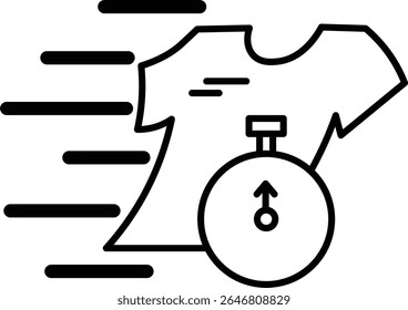 Made in UK Laundry day closeup showing a tshirt and ticking timer, ideal for household chore concept designs, cleaning service promotions, and laundry themed graphics vector icon.