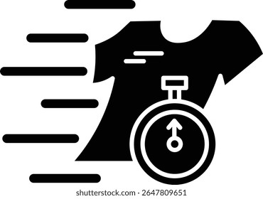 Made in UK Laundry day closeup showing a tshirt and ticking timer, ideal for household chore concept designs, cleaning service promotions, and laundry themed graphics vector icon solid style.