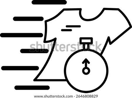 Made in UK Laundry day closeup showing a tshirt and ticking timer, ideal for household chore concept designs, cleaning service promotions, and laundry themed graphics vector icon.