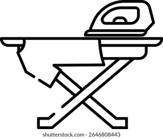 Made in UK Laundry day setup iron on ironing board perfect for household and cleaning, chore and lifestyle, laundry room themes.