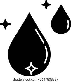Feito no Reino Unido Laundry dia brilho com gotas de água e estrelas ícone vetor estilo sólido. Adequado para a embalagem de sabão de lavanderia ou publicidade de produtos de limpeza.