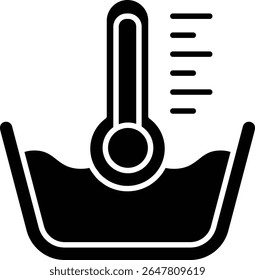 Made in UK Laundry day thermometer in a bowl to check water temperature vector icon solid style. Suitable for home laundry graphics or laundry related content creation.