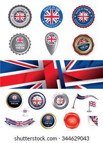 Made in UK Seal, United Kingdom Abstract Flag (Vector Art)