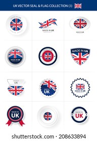 Made in UK, Seals, United Kingdom Flag (vector Art) svg