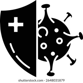 Made in the UK Shield with virus protection concept vector icon solid style. Ideal for medical and healthcare designs, illustrating defense against contagious diseases