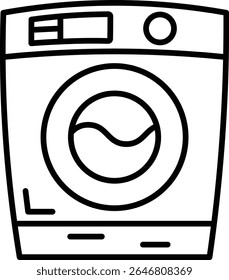 Made in UK Title Of a washing machine, Suitable for home appliance websites, brochures, blog posts, and social media ads focusing on laundry equipment and household essentials vector icon.