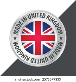 Made in UK united kingdom badge logo flag sticker 3d vector illustration isolated on white