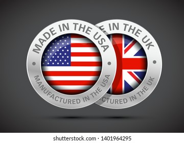 Made In Uk And Usa Flag Metal Icon