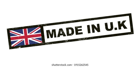 Made in UK. Vector label with grunge flag of United Kingdom and Northern Ireland
