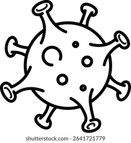 Made in the UK virus with black outlines suitable for medical presentations vector icon outline style, articles, and educational materials on infectious diseases and virology.