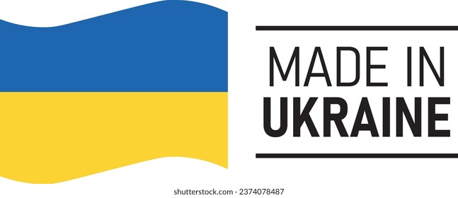 Made in Ukraine collection of label, ribbon, stickers, badge, icon. Ukraine flag symbol. Vector illustration