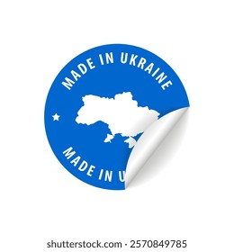 Made in Ukraine - Country Map Sticker. Best Quality. Original Product. Vector illustration.