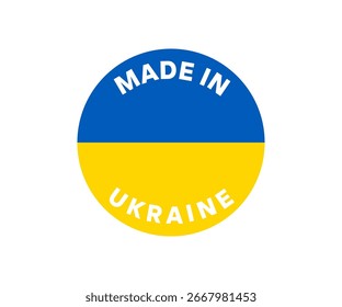 Etiqueta Made in Ukraine. Feito na Ucrânia marca de qualidade de etiqueta redonda design vetorial e ilustração.


