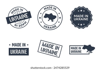 made in Ukraine labels set, Ukrainian product icons