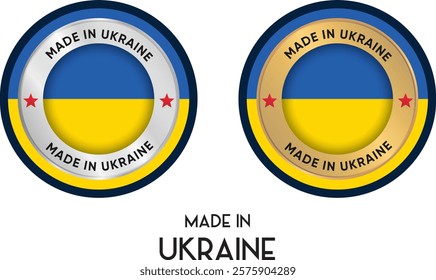 Made in Ukraine. Premium labels, stickers, pointer, badge and symbol of Ukraine flag icon. Collection vector illustration