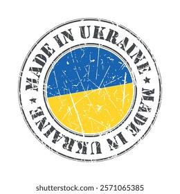 Made in Ukraine stamp scratched flag badge logo vector illustration