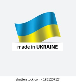 en Ucrania, sello vectorial. bolsa con bandera de Ucrania