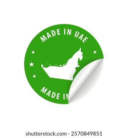 Made in United Arab Emirates - Country Map Sticker. Best Quality. Original Product. Vector illustration.