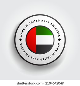 Made in United Arab Emirates text emblem badge, concept background