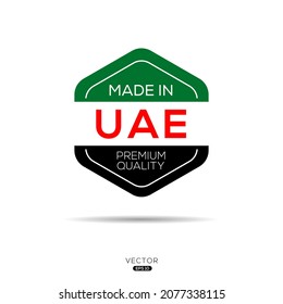 Hecho en Emiratos Árabes Unidos (EAU), ilustración vectorial.