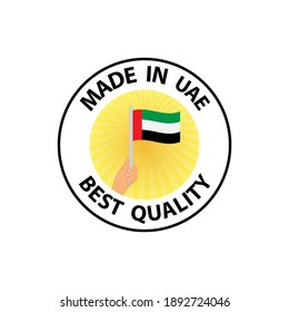 fabricado en el sello vector de emiratos árabes unidos. insignia con la bandera de los emiratos árabes unidos