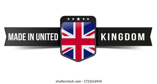 Made in united kingdom black label with country flag
