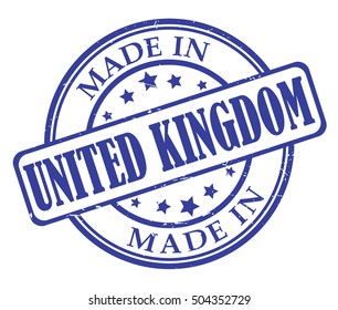 Made in United Kingdom blue round stamp
