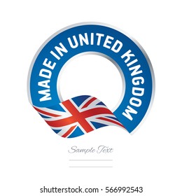 Made in United Kingdom flag blue color label button banner