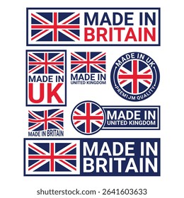 made in United Kingdom, Great Britain product emblem Vector icon template