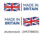 made in United Kingdom labels set, Great Britain product icons