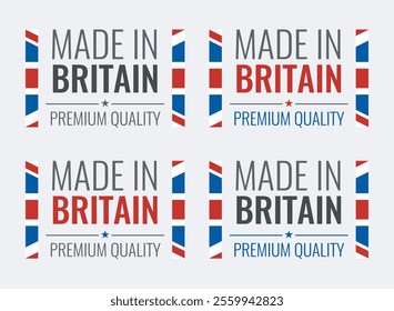 made in United Kingdom labels set, Great Britain product icons