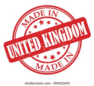 Made in United Kingdom red round stamp